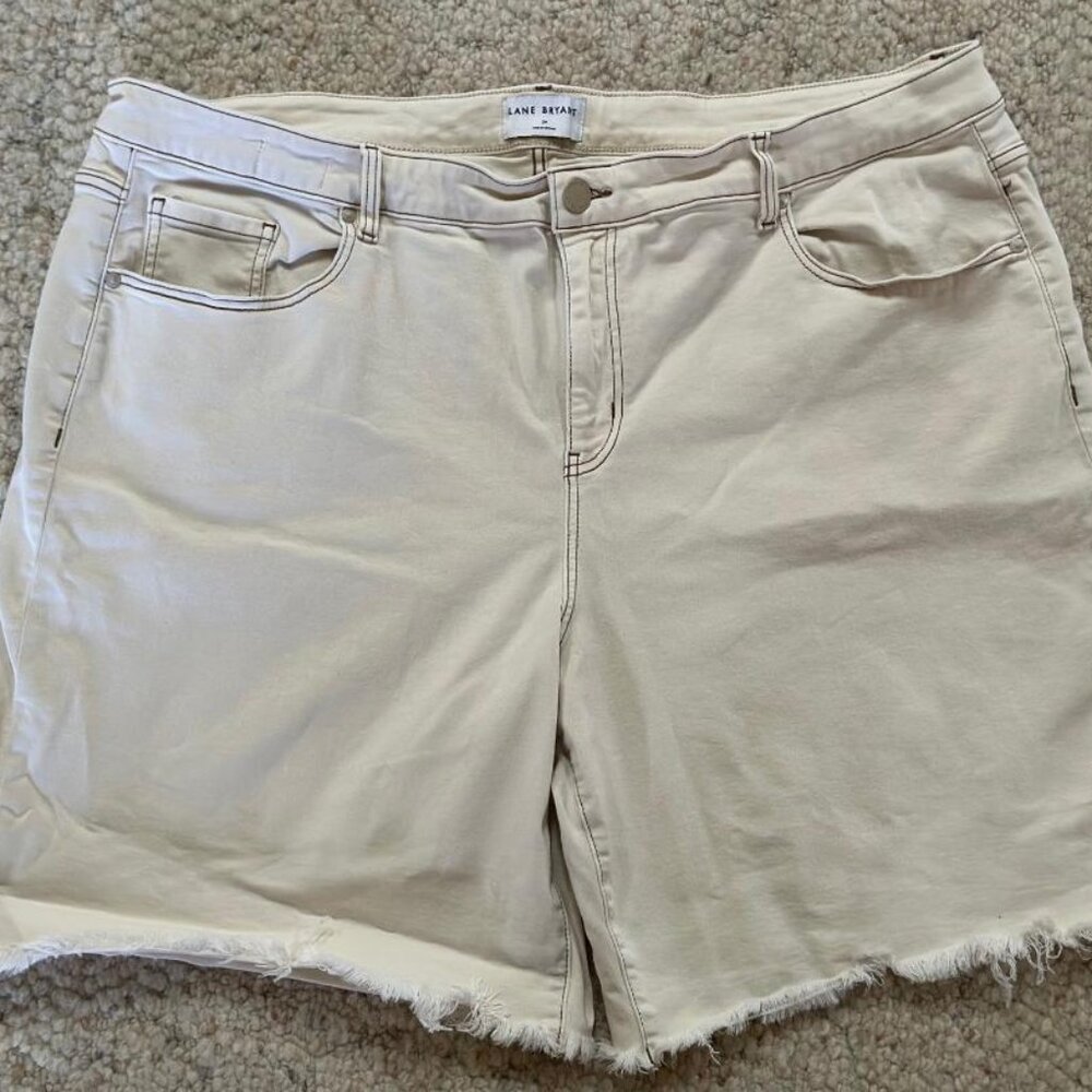 Lane Bryant Bermuda Shorts Womens 24 High Rise Flex Magic Cut Off Raw Hem 3X